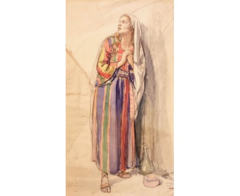 * Barker (Cicely Mary, 1895-1973). Study for Mary Magdalene, 13th April 1935, watercolour and pencil on paper, full-length po