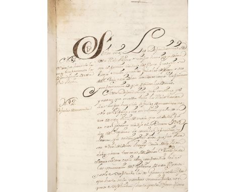 [Peru: Mining]. Relacion del Estado, que han tenido [La Real Mina de Huancavelica], c. 1726, 104 ff. manuscript in a neat han