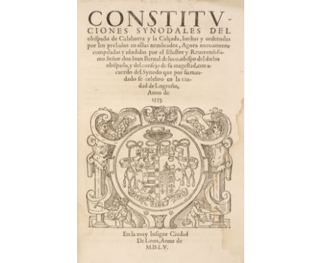 Bernal de Luco ( Juan ) . Constituciones Synodales del obispado de Calahorra y la Calçada…, Lyon, 1555, [12], cxxviii, [42], 