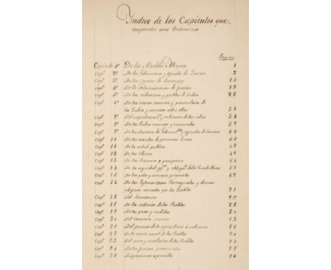 Filipinas. Proyecto de Ordenanzas de Buen Gobierno para uso de los Alcaldes mayores de las Islas Filipinas, manuscript, Madri