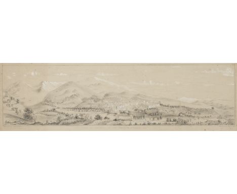 * [Afghanistan]. 'View of Istalif in Koh Daman by C. Masson Esq', Addiscombe, 11 May 1844, pencil with white bodycolour on ca