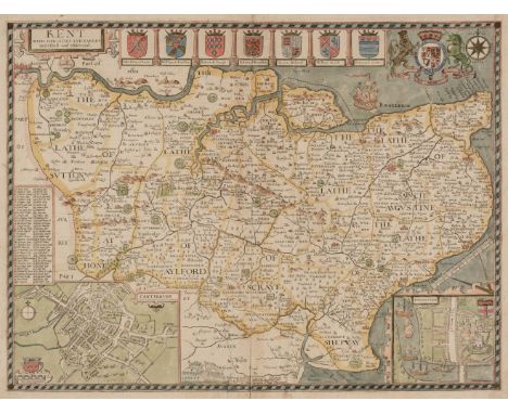 Kent. Speed (John), Kent with her Cities and Earles described and observed, Thomas Bassett &amp; Richard Chiswell, 1676, hand