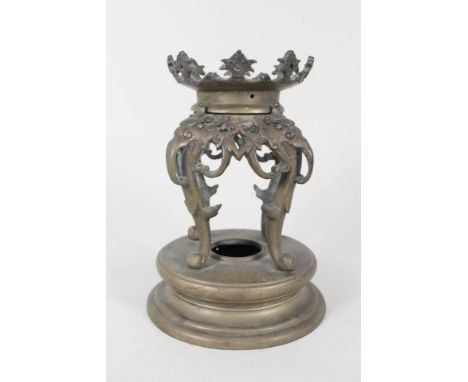A 19th Century brass stand with elephant trunk decoration