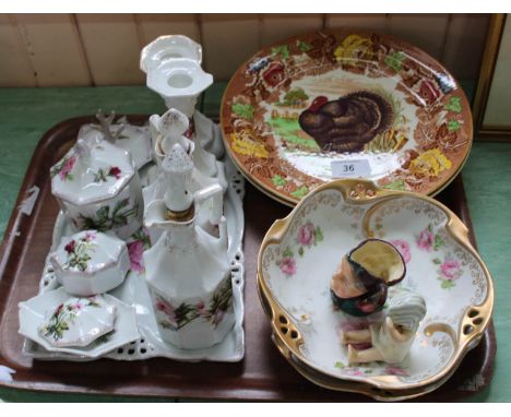 A porcelain trinket set, Beswick plates plus other china