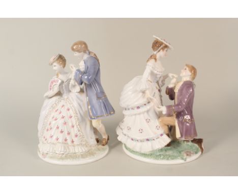 Two Royal Worcester figure groups, The Proposal and The Tryst