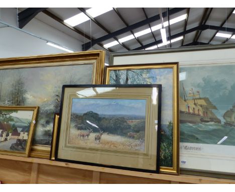A VINTAGE FOLIO COLOUR LITHOGRAPH OF THE GREAT EASTERN, 52 x 71cm.&nbsp; TOGETHER WITH OTHER DECORATIVE PICTURES AND PAINTING
