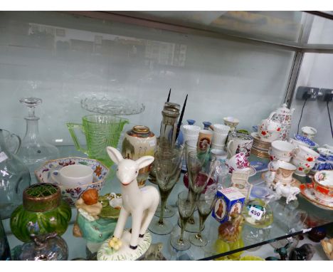 A MIDWINTER PORCELAIN LARRY THE LAMB FIGURINE, TOGETHER WITH A 1970'S RESIN ENCASED SHELL INK PEN STAND, SPODES ITALIAN COFFE
