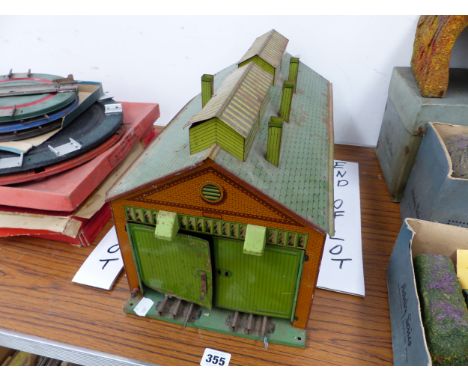 A HORNBY O GAUGE ENGINE SHED
