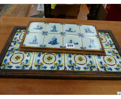 TWO ANTIQUE TILE INSET STANDS. 