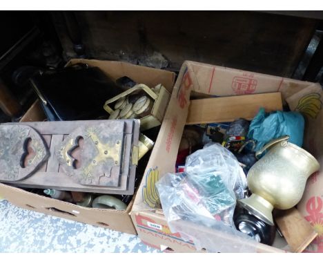 A VICTORIAN BOOK SLIDE, A VINTAGE SPICE TRAY,JEWELLERS BLOW LAMP, PEWTER AND METAL WARES ETC. 