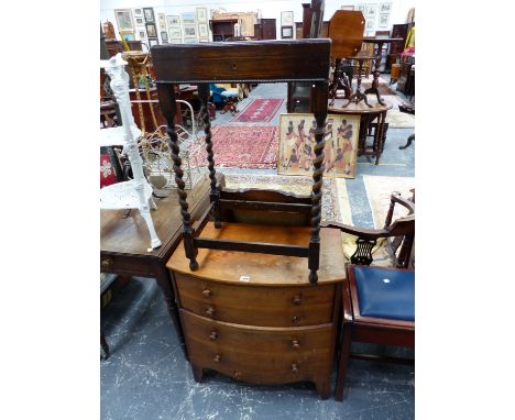 A GEORGIAN MAHOGANY COMMODE, A CUTLERY BOX ON STAND, AND A 19TH C. PEMBROKE TABLE. 