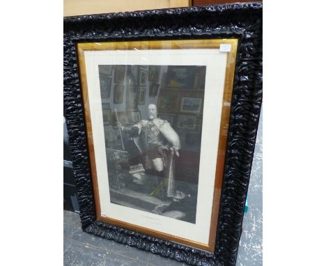 AN ANTIQUE FOLIO PORTRAIT PRINT OF EDWARD VII AFTER LUKE FILDES 90 X 63 CM