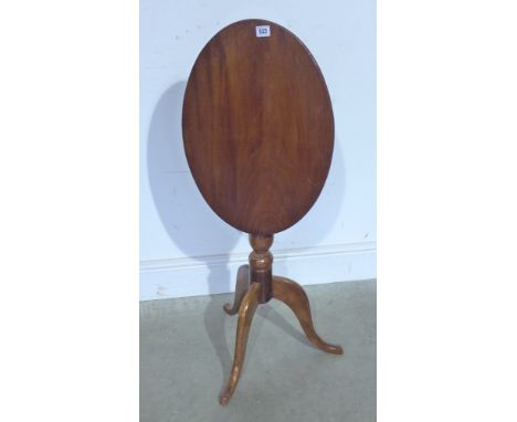 A mahogany top oval tripod table - 52 cm x 38 cm 