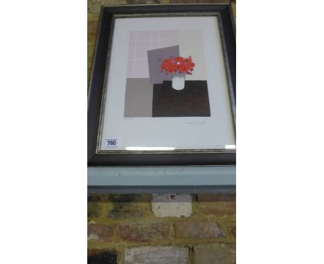 Andre Vigud - hand signed Limited Edition Art Dec Lithograph - Fleurs Rouge - numbered in plate - size 37.5 cm x 28 cm