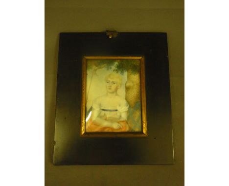 A 19th century portrait on ivory of a young lady - 11 cm x 8 cm 
Condition report: Crack to ivory but colours bright 