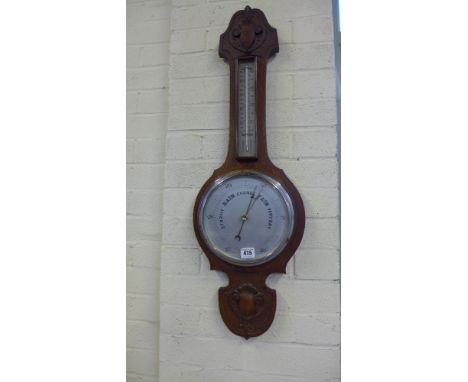 An oak Aneroid barometer - Height 83 cm 
