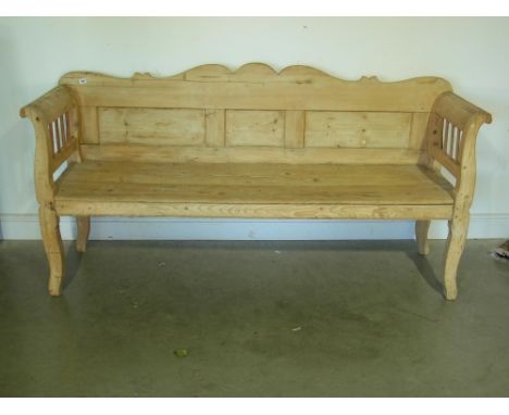 A 19th century stripped pine bench - Height 99 cm x Width 1.97 m x Depth 54 cm 