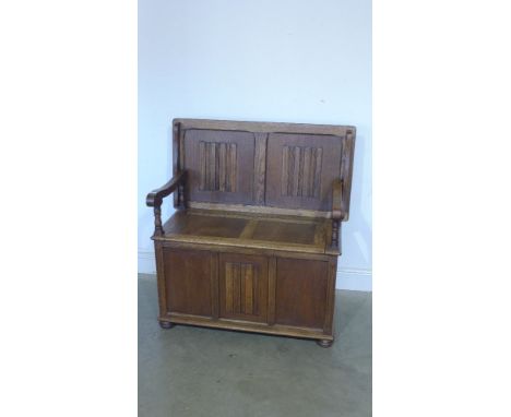 An oak monks bench/hall set