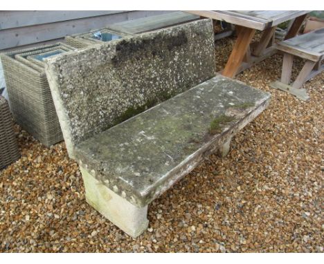 A two seater concrete garden bench in four sections - Width 120 cm 