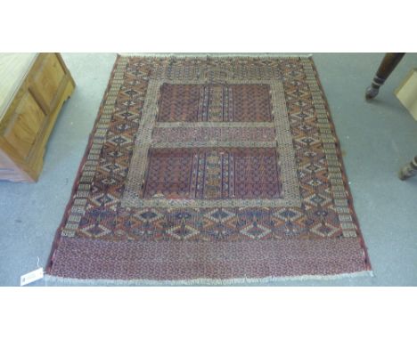A vintage handknotted Eastern woollen Prayer rug with a red field  - 1.56 m x 1.41 m
Condition report:  Good condition, some 