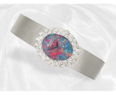 Armbanduhr: extrem rare vintage Luxusuhr von Chopard "Opal" mit Diamantlünette, Zertifikat und Wertgutachten: Ca. 30 x 25mm, 