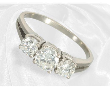 Ring: Weißgoldener vintage Brillant-Goldschmiedering, ca. 1,15ct Brillanten: Ca. Ø17,5mm, RG55, ca. 3,7g, 18K Weißgold, Ringk