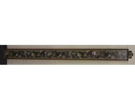 A framed 19th century tapestry bell pull panel L 175cm