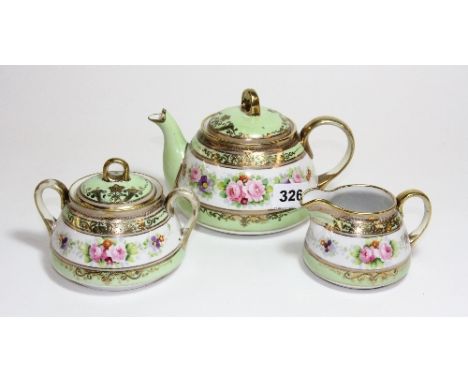 A Nortaki teapot sugar bowl and milk jug