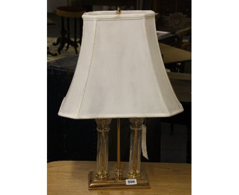 A brass and cut crystal table lamp