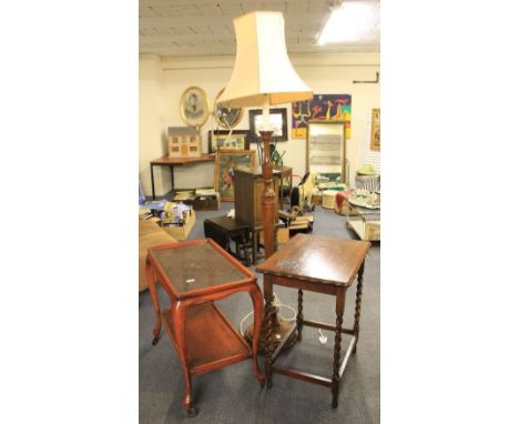 2 side tables and a standard lamp