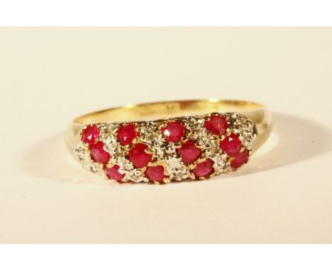 A 9ct gold ruby and diamond ring (Q.5)