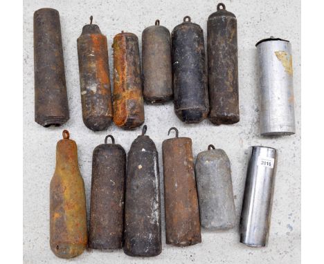 Thirteen cast iron longcase clock weights (13) 