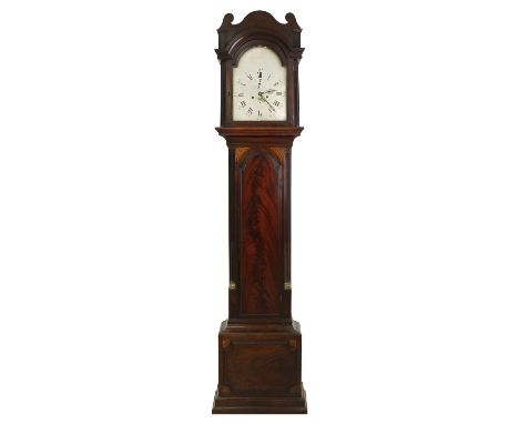 Mahogany eight day longcase clock, the 12" silvered arched dial signed Edward Hopkins, Bradford to the arch over a subsidiary