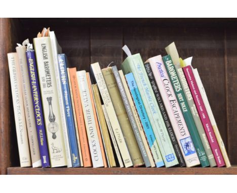 Quantity of various standard horological hardback and paperback reference books; also a small number of barometer reference b