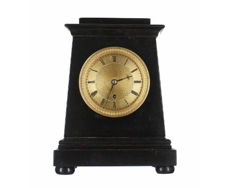 Good English single fusee small black marble mantel clock, the 3.5" gilt chapter ring signed John Moore &amp; Sons, Clerkenwe
