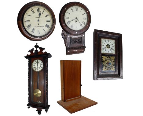 Single train 12" drop dial wall clock,&nbsp;12" wall dial clock signed Hook &amp; Co, Midsomer-Norton, Vienna regulator singl