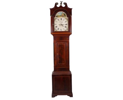 Mahogany thirty hour longcase clock, the 13" painted arched dial signed Ja's Tucker, Coleford, with subsidiary seconds dial a