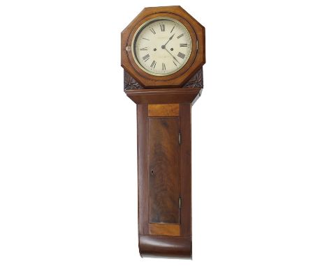 Mahogany two train trunk dial wall clock, the 10" cream dial signed G.E.Ceaple, ... House, within an octagonal canted hood ca