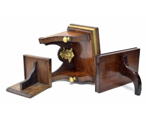 Oak and ormolu mounted clock wall bracket, 14.25" wide, 10.25" deep; also two other clock wall brackets (3)