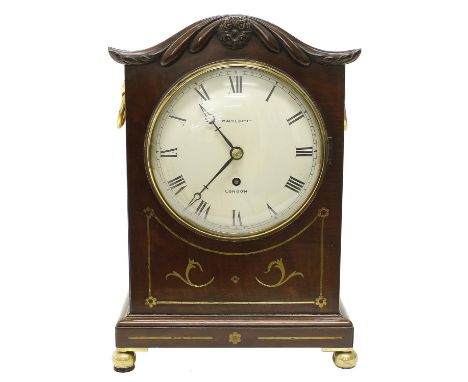 Mahogany single fusee small bracket clock, the 6.5” convex cream dial signed Maple &amp; Co. Ltd, London, within a stepped ca