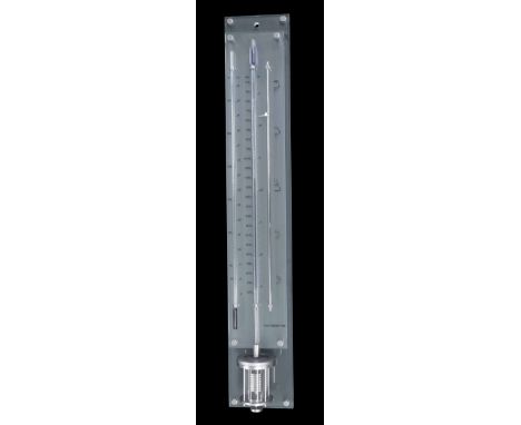 Good modern Dingens 'The Innovacelli' wall barometer, with two scaled tubes and sliding indicator fitted onto a frosted glass