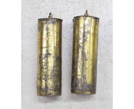 Pair of brass cased longcase clock weights (2) 