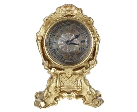 Miniature boudoir mantel clock timepiece with verge watch movement signed Newcome &amp; Hughes, London,&nbsp;no. 336, the 1.5