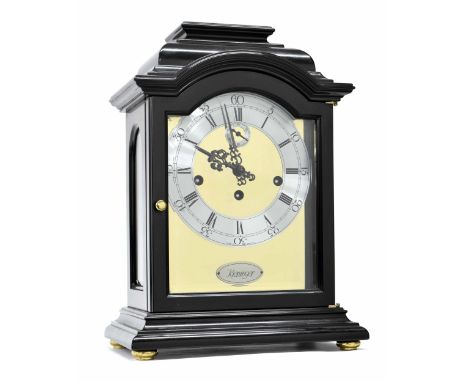 Modern Kieninger three train mantel clock, the movement with platform escapement striking on eight copper rods and signed Kie