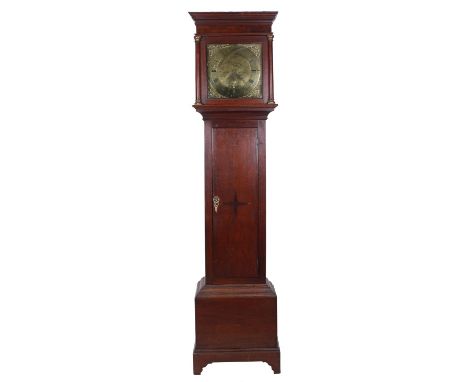 Oak thirty hour longcase clock, the 12" square brass dial signed Joseph Quarman, Templecloud to the engraved centre with subs