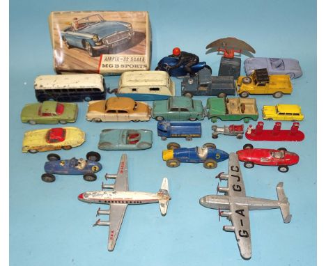 Dinky Toys, 234 Ferrari, a Crescent Cooper Bristol, other diecasts, mainly Dinky, an Airfix 1:32-scale kit MGB (unchecked) an