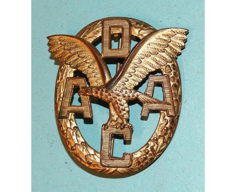A German Third Reich ADAC (Allegmiener Deutsche Automobile Club) badge, with gold finish. 