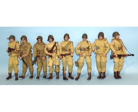 21st Century Toys, 1:6-scale figures, eight US Army figures with assorted equipment, etc, (a/f), (8). 