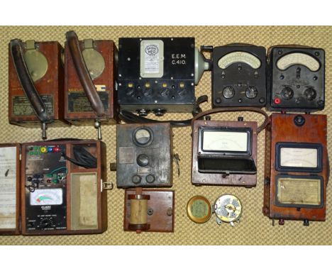 Two military HT Ignition Testers Mk II, other electrical testers and a Horstmann gas street lighting timing mechanism. 