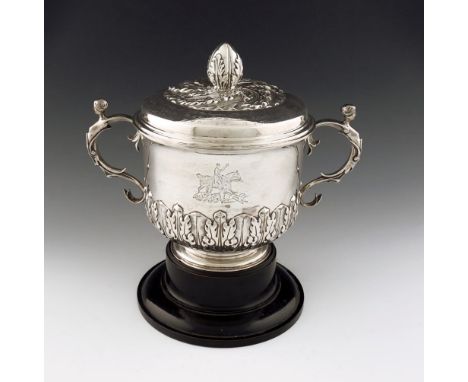 A late-Victorian silver two-handled porringer and cover, by The Barnards, London 1897, in the Charles II manner, circular for
